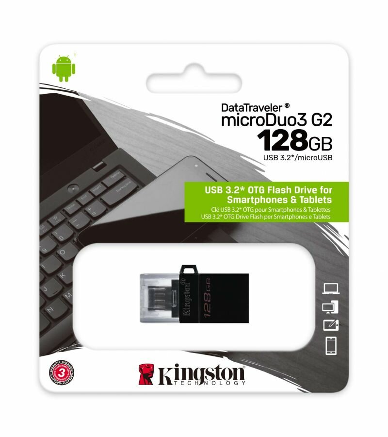 Флешка USB KINGSTON DataTraveler microDuo 3 G2 32ГБ, USB3.0, черный [dtduo3g2/32gb] - фото №11