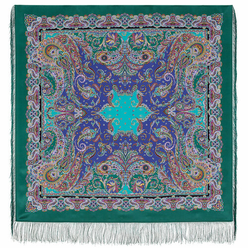 фото Платок павловопосадская платочная мануфактура,130х130 см, розовый, фиолетовый