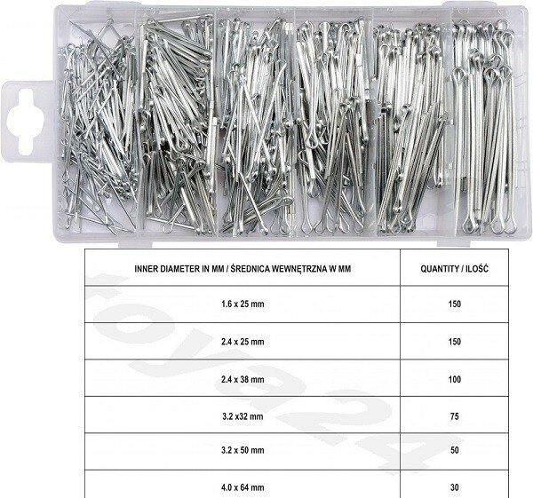 Набор шплинтов 555 пр 1.6х25 2.4х25 2.4х38 3.2 Yato YT06873