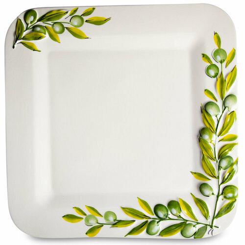 Керамическое квадратное блюдо Оливки, 31 см, белый/декор, серия Olive, Edelweiss, EDW-1032V