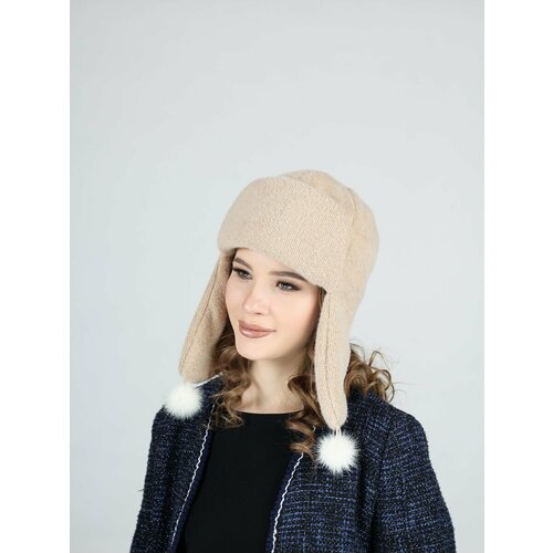 фото Шапка ушанка меховой век, размер 58-60, бежевый