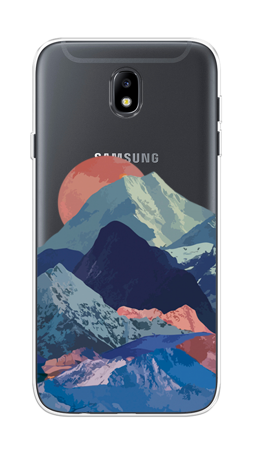 Силиконовый чехол на Samsung Galaxy J7 2017 / Самсунг Галакси J7 2017 "Закат в снежных горах", прозрачный