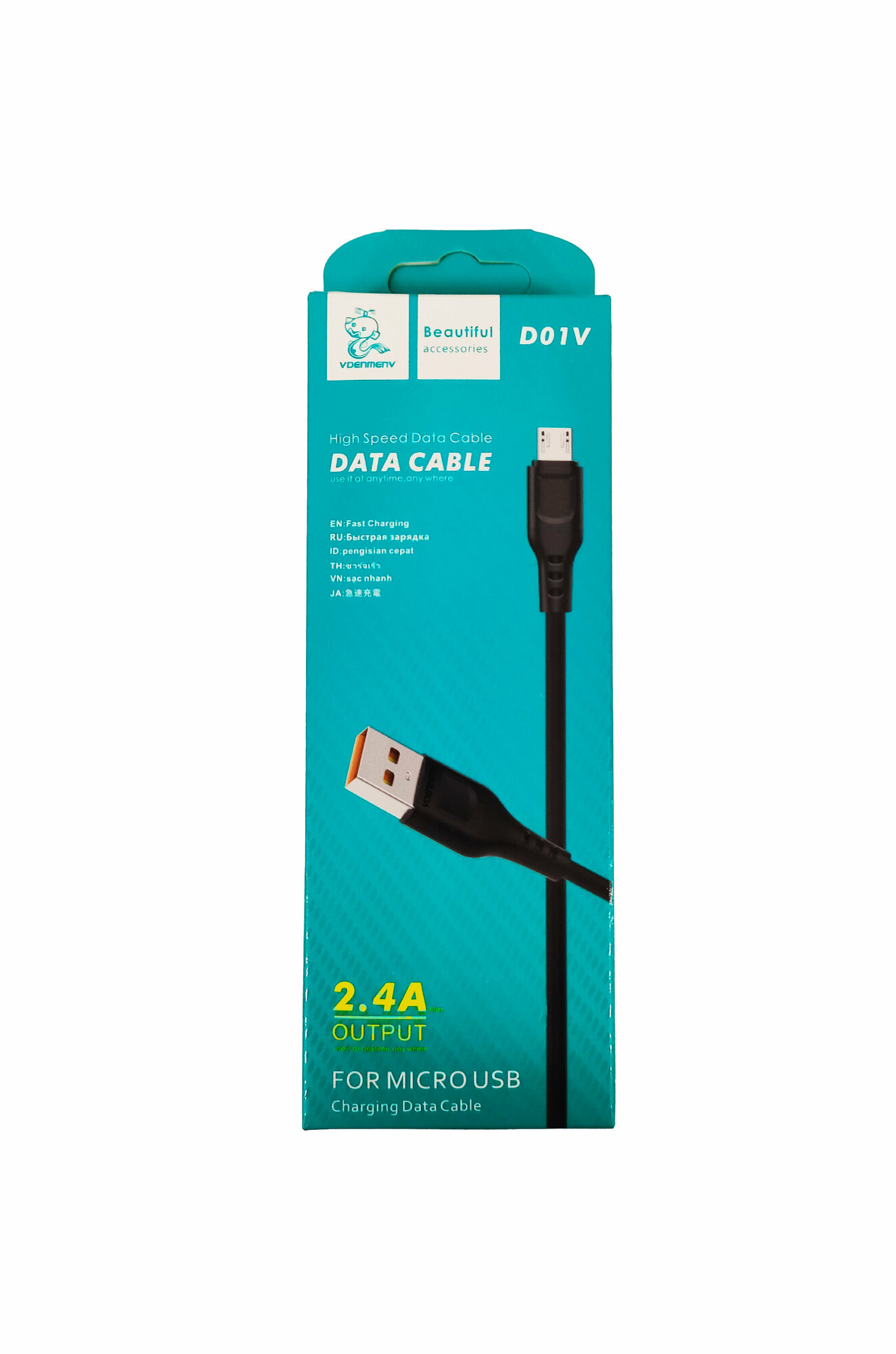 Кабель MicroUSB Denmen D01V для MicroUSB 2.4А (1м)