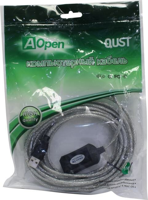 Удлинитель Aopen USB - USB (ACU823), 5 м, бесцветный - фото №17