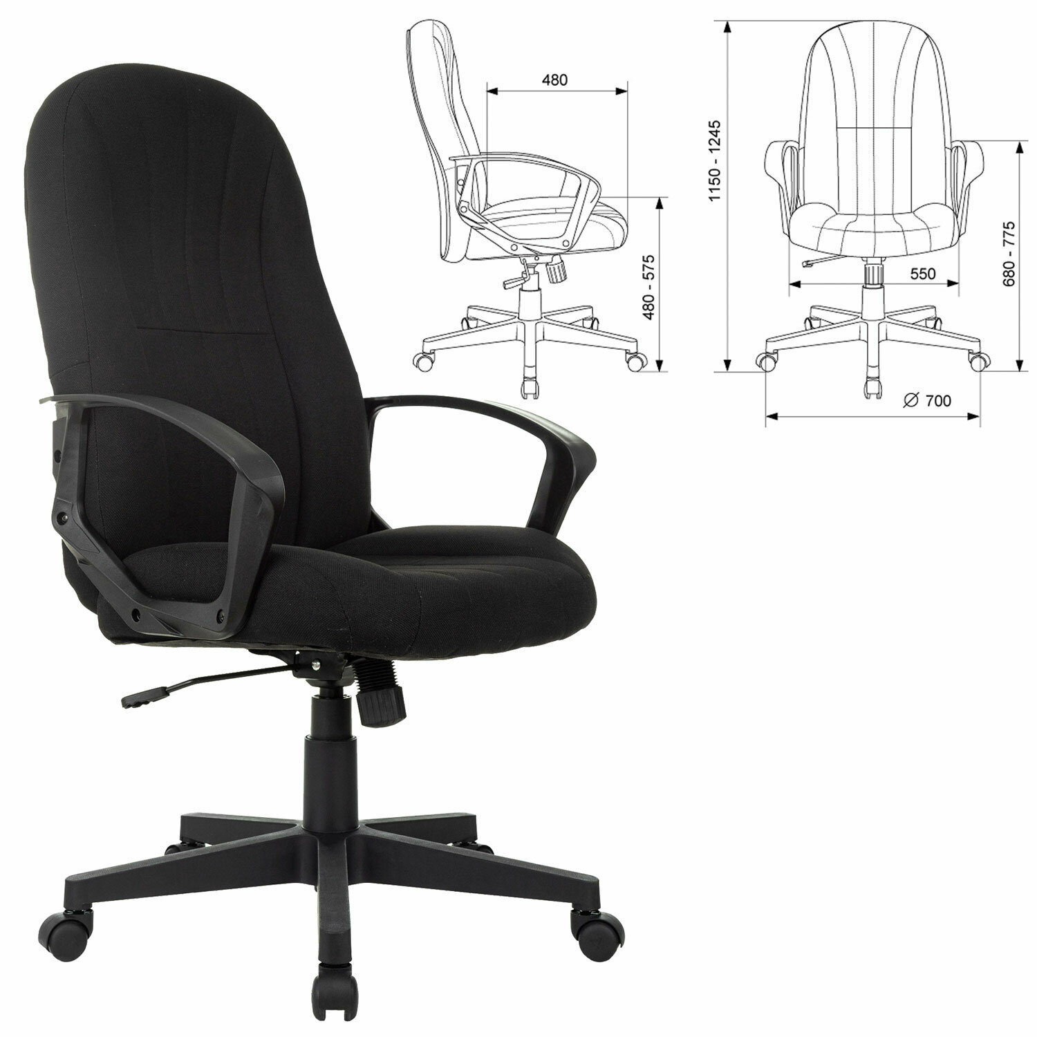 Кресло офисное T-898AXSN, ткань, черное /Квант продажи 1 ед./