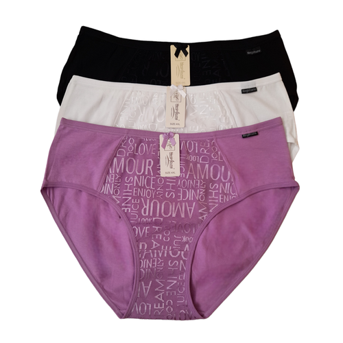 фото Трусы mengni roumei, 3 шт., размер 52-54(5xl), фиолетовый, черный, белый