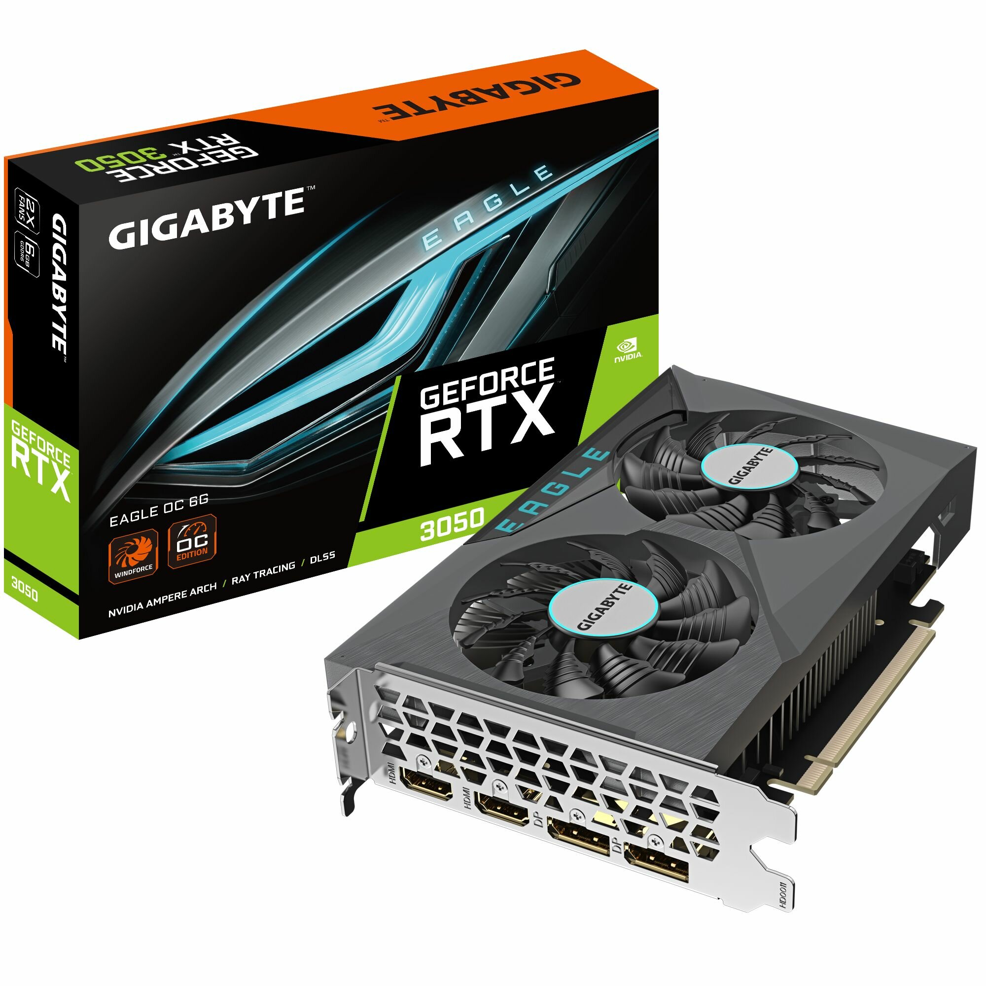 Видеокарта Gigabyte RTX3050 EAGLE OC 6GB GDDR6 128-bit HDMIx2 DPx2 2FAN RTL