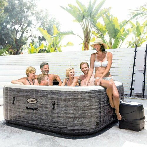 28450 джакузи надувное intex greystone deluxe SPA бассейн PureSpa Greystone Deluxe Square, 196x71 (диагональ 239 см), Intex 28452