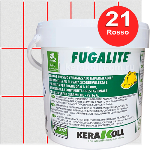 Kerakoll Fugalite Eco 21 Rosso 3kg эпоксидная затирка для швов kerakoll fugalite eco 09 caramel 3kg эпоксидная затирка для швов