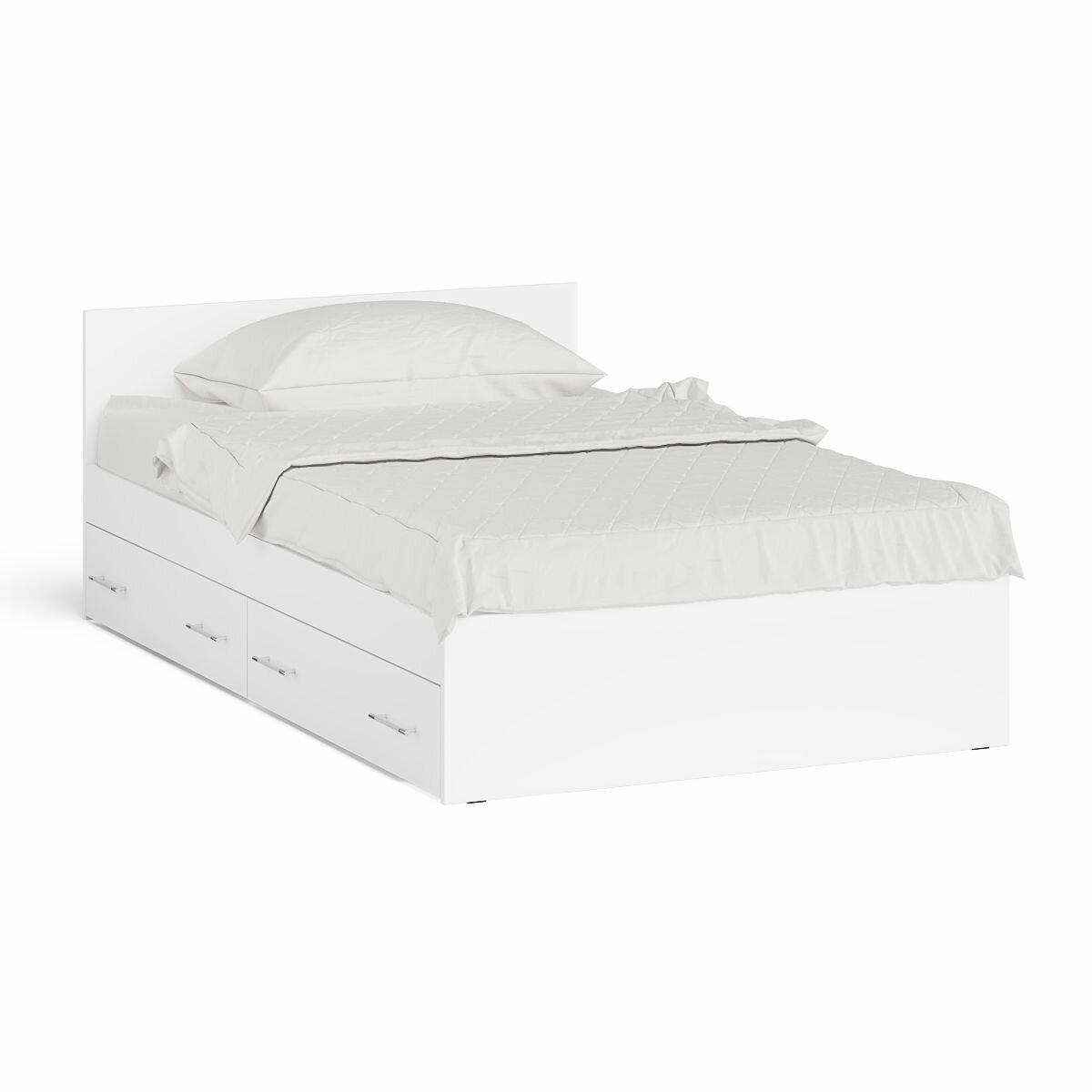 Кровать с ящиками для белья Мори 1200 цвет белый, ШхГхВ 123,5х203,5х70 см, сп. м. 1200х2000 мм, без матраса, основание есть