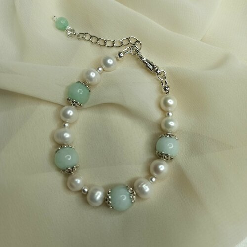 фото Браслет, серебряный, белый malichet