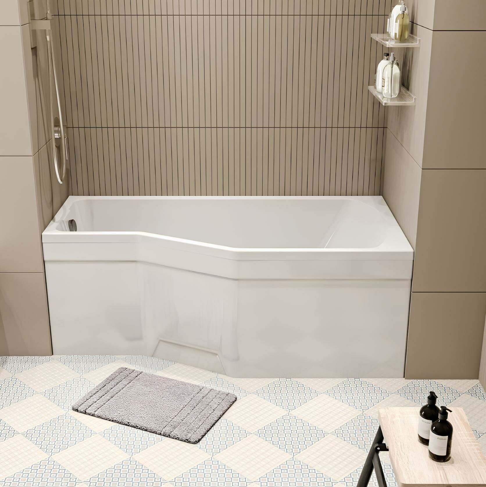 Акриловая ванна Marka One Convey 150x75 см Асимметричная Белая Правая 01кон1575п