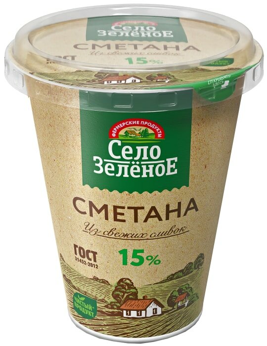 Сметана Село Зеленое 15% 300г