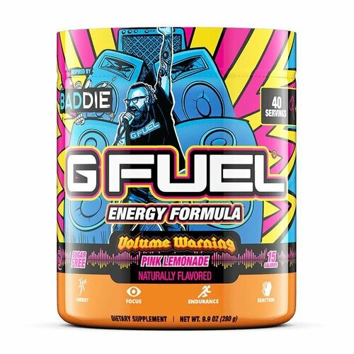 Сухой энергетик GFUEL Pink Lemonade Volume Warning Inspired by BADDIE (Розовый лимонад), 40 порций, 280 г