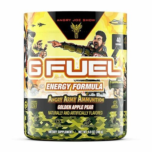 Сухой энергетик GFUEL Angry Army Ammunition Inspired by Angry Joe (Золотое яблоко, Груша), 40 порций, 280 г