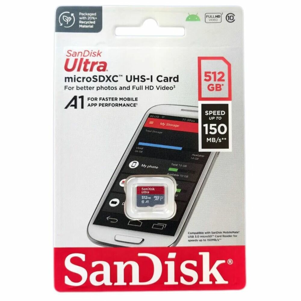 Карта памяти SanDisk Ultra Micro SDXC, 512 Гб