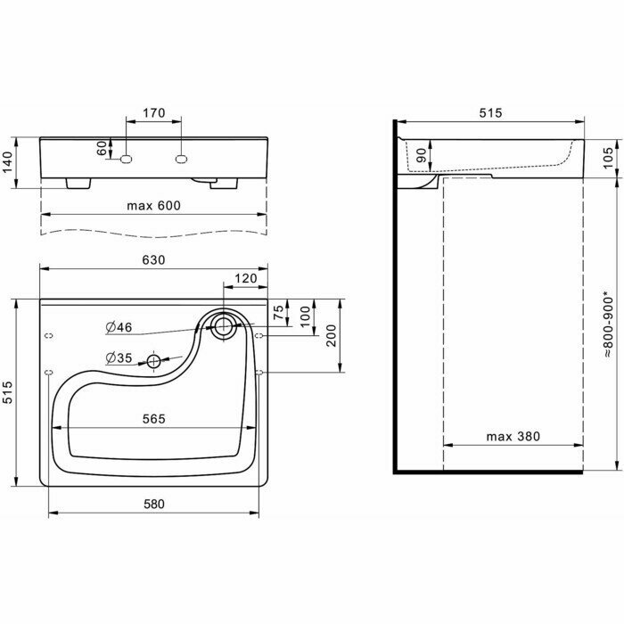 Раковина над стиральной машиной Santek Клио 60х50 с кронштейнами (1WH501770)