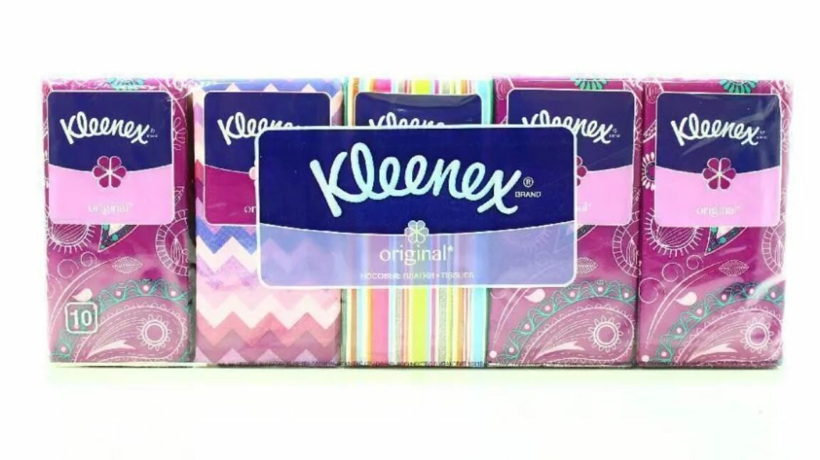 KLEENEX Платочки бумажные классические, 10х10 шт