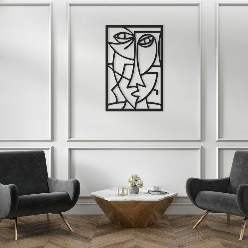 Декоративное панно деревянное, Картина Пикассо (черный цвет)