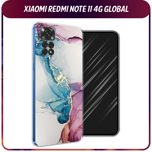 силиконовый чехол на xiaomi redmi note 11 4g global redmi note 11s редми ноут 11 global 11s ночные киты Силиконовый чехол на Xiaomi Redmi Note 11 4G Global/Redmi Note 11S / Редми Ноут 11 Global/11S Розовые разводы рисунок