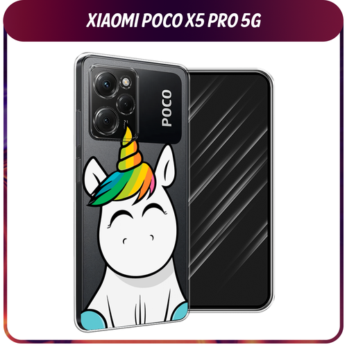 Силиконовый чехол на Xiaomi Poco X5 Pro 5G / Сяоми Поко X5 Про 5G Няшный единорог, прозрачный