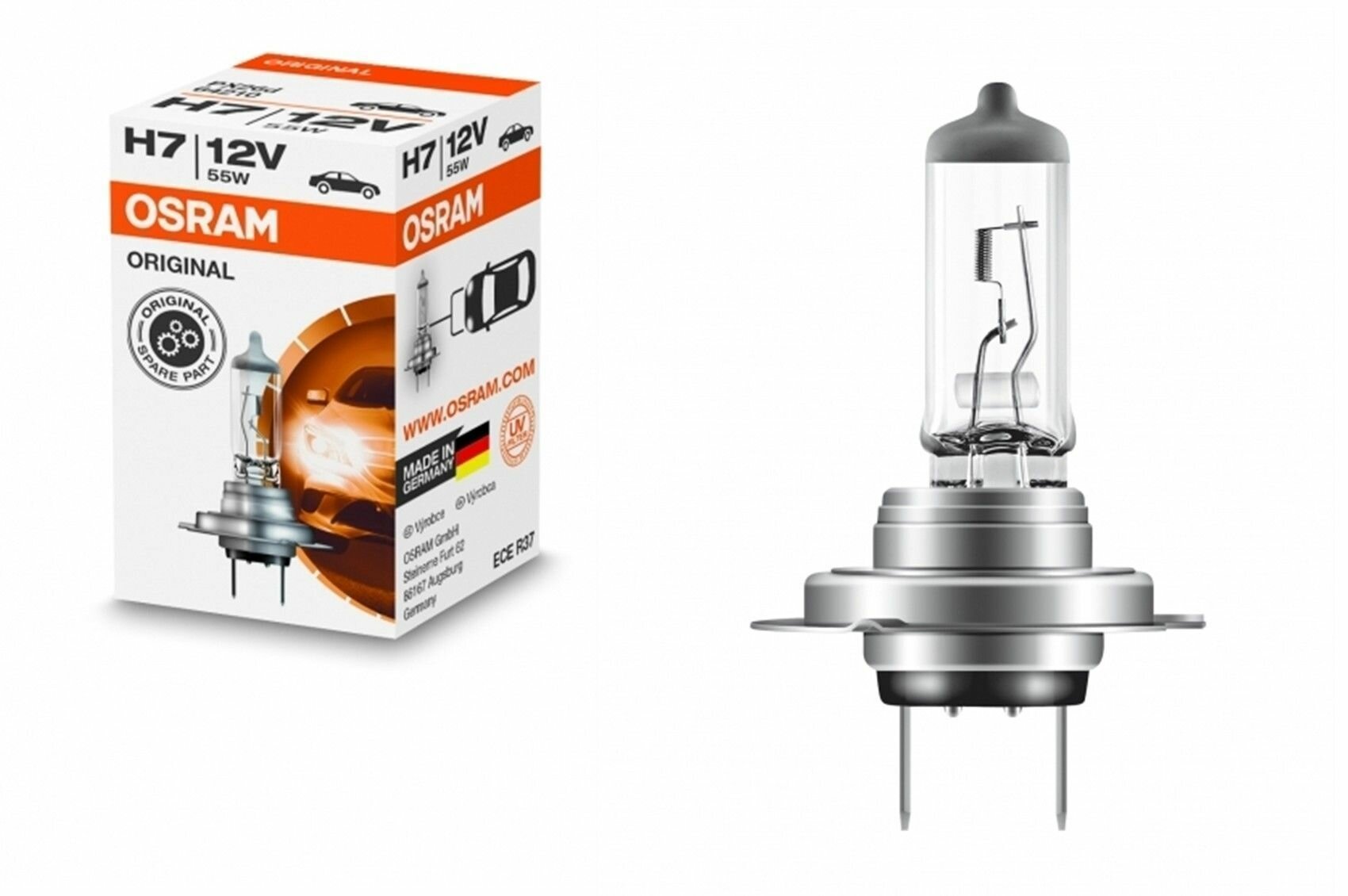 Лампа автомобильная галогенная Н7 Osram серия ORIGINAL 64210 55W 12V PX26d