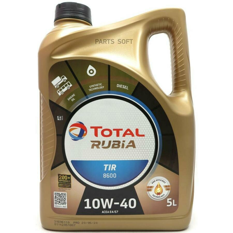 Масло мот total rubia tir 8600 10w-40 5л замена номеру 148590