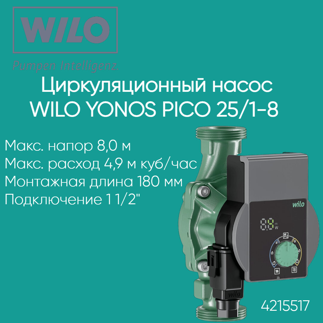 4215517 Насос Wilo Yonos PICO 25/1-8 (75 Вт) Циркуляционный