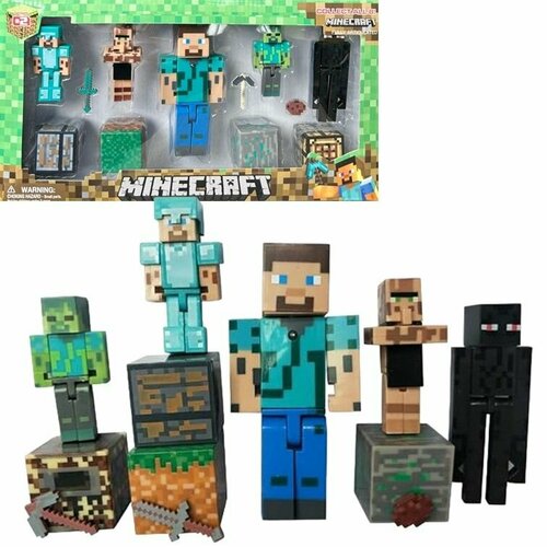 0101 Конструктор minifigures Minecraft, минифигурки Майнкрафт 5 шт, со светом 1796 конструктор minifigures minecraft минифигурки майнкрафт 8 шт