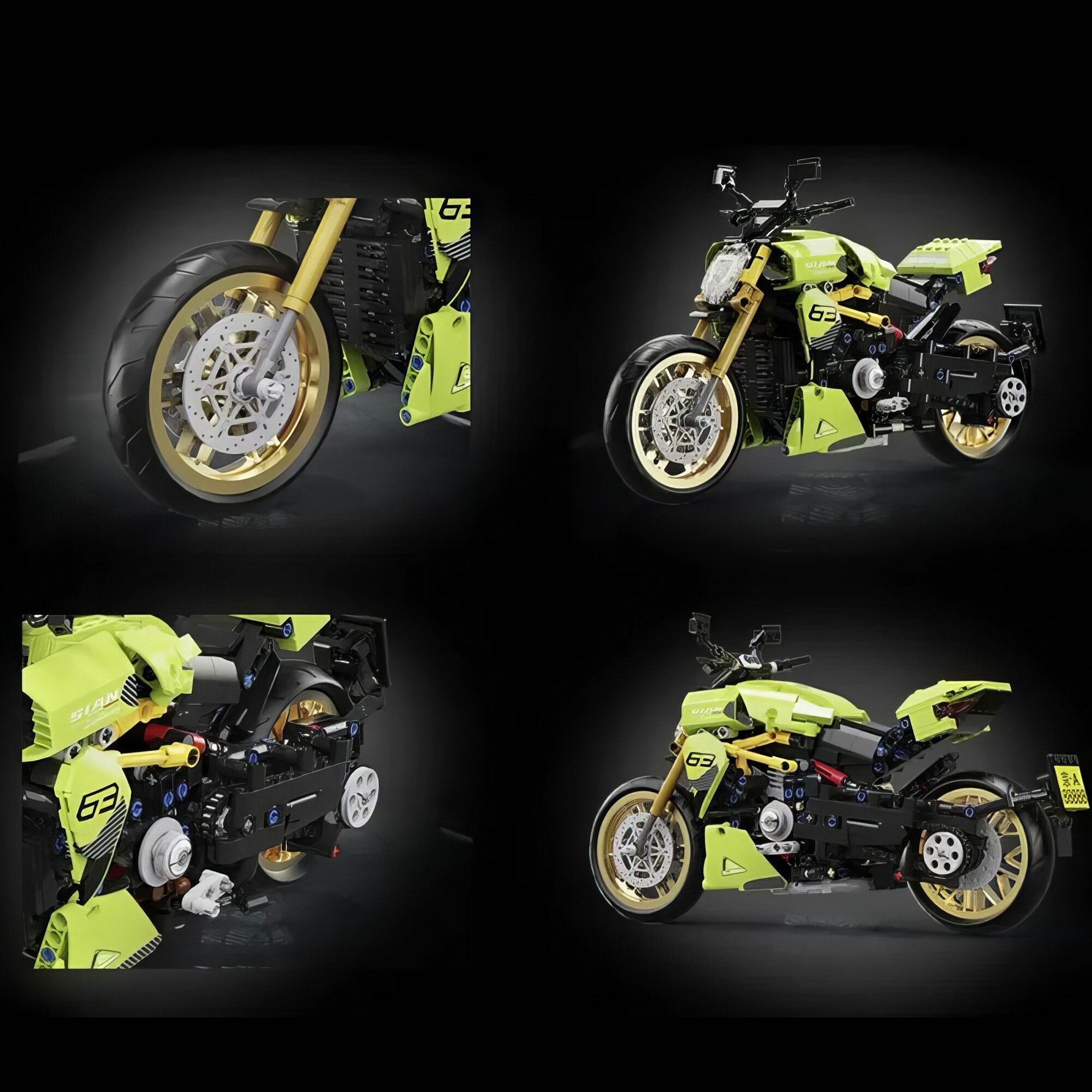 Конструктор Technic Зеленый мотоцикл Ducati Diavel SIAN 1018 деталей, техник Дукати Сиан — фото 1