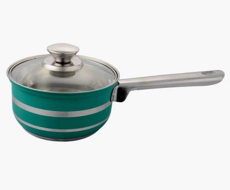 фото Ковш со стеклянной крышкой, капсульным дном, 1.1л, зеленый