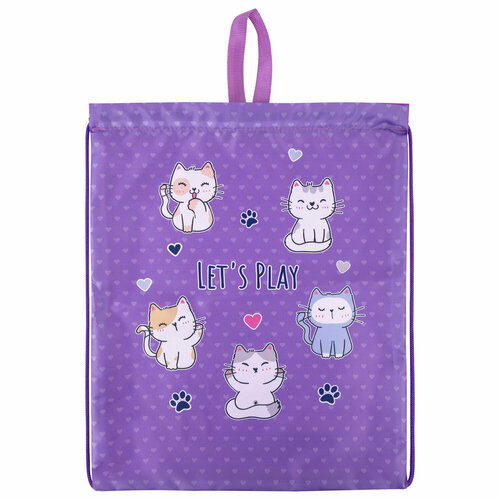 Упаковка 4 шт Мешок для обуви BRAUBERG KIDS с петлей 42х34 см Playing kittens 272413 1308₽
