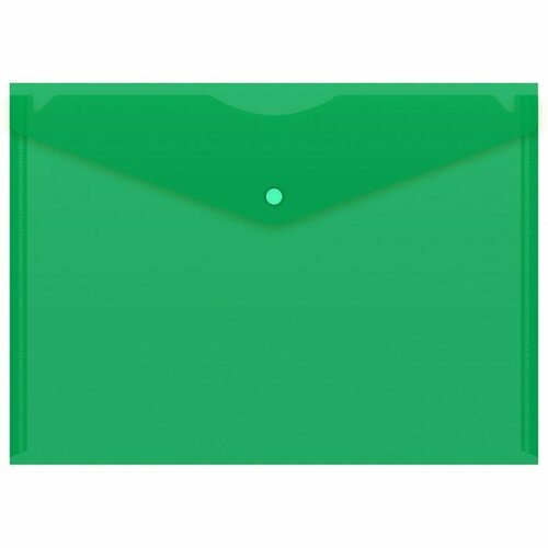 Папка-конверт на кнопке А4, 120 мкм, Calligrata, прозрачная, зелёная (10 шт) папка конверт на кнопке профит а4 120мкм пк 4547