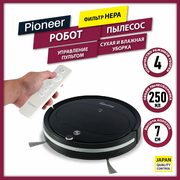 Робот-пылесос Pioneer VC701R, black 2 в 1, 4 режима уборки, моющийся фильтр HEPA12, пульт ДУ