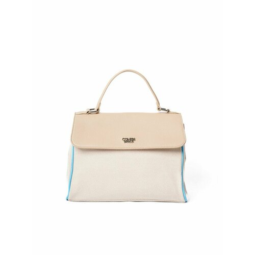 Сумка тоут Coveri World фактура гладкая бежевый голубой белый 1600₽