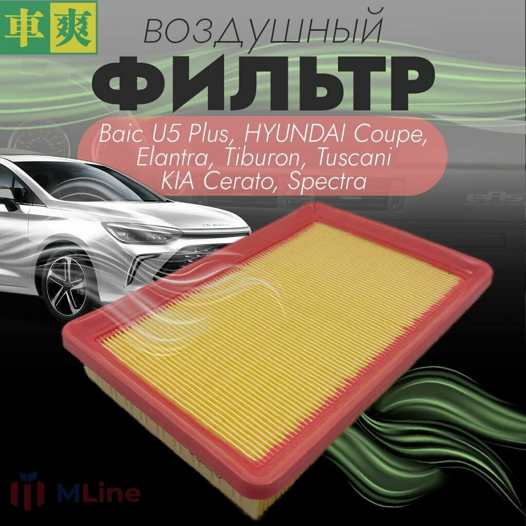 Фильтр воздушный Che Shuang CAH103U для Baic U5 Plus, Hyundai Coupe, Elantra, Tiburon, Tuscani, KIA Cerato, Spectra 5, Spectra