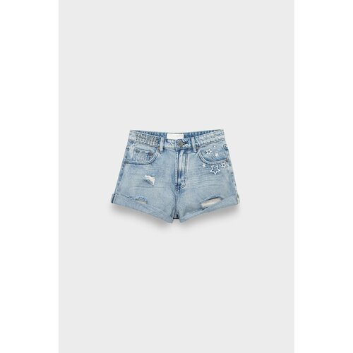 Шорты One Teaspoon salty dog icon bandits high waist denim short, размер 28, голубой