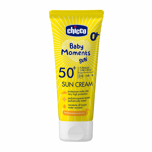 фото Крем детский солнцезащитный spf50+ chicco baby moments sun, 75 мл