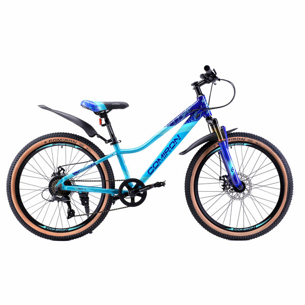 Велосипед горный 24" дюйма. подростковый. 7-скоростей/ на рост: 135-155см / COMIRON SMART / синий с голубым металликом
