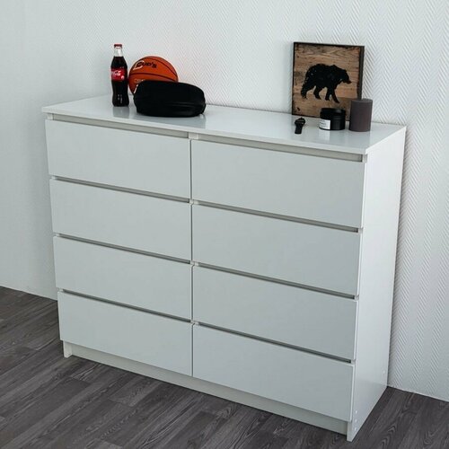 Комод на 8 ящиков белый матовый 120x40x100 11500₽