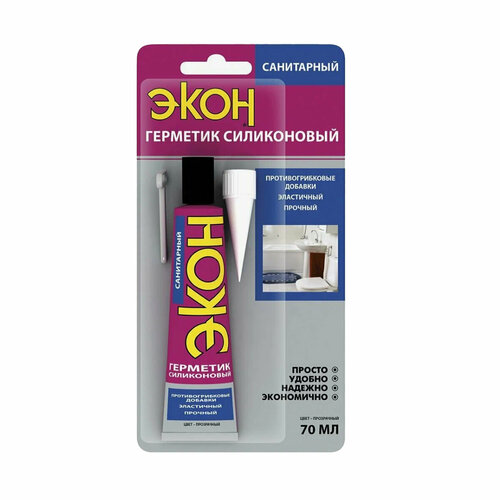 Силиконовый герметик Экон, 70 мл, прозрачный