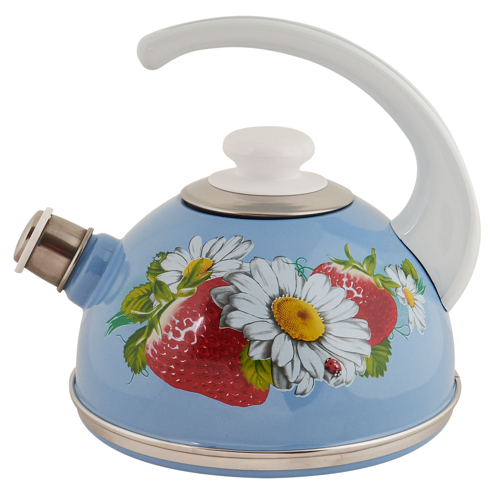 фото Чайник со свистком Сила Дон 2.5л Клубника с ромашкой T04/25/08/05/H03