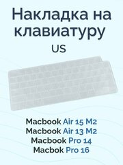Прозрачная накладка на клавиатуру для Macbook Pro 14/16 2021-2024 / Air 13/15 M2 2022-2024 (US)