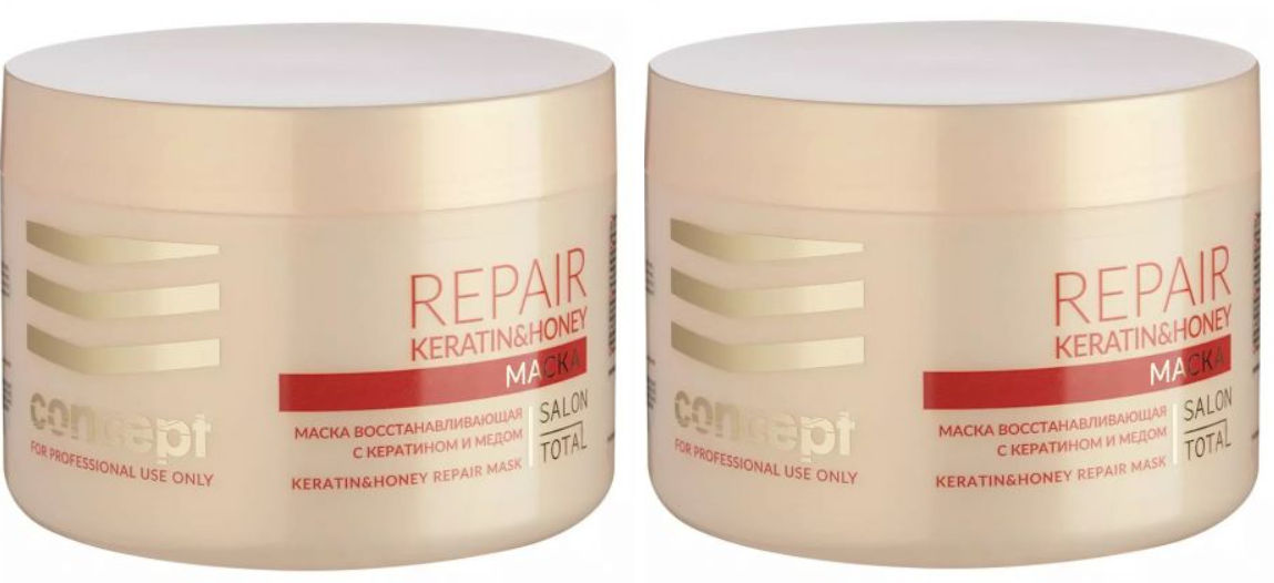 Маска для волос Concept Salon Total Интенсивное восстановление Keratin&Honey Repai, 500 мл, 2 шт