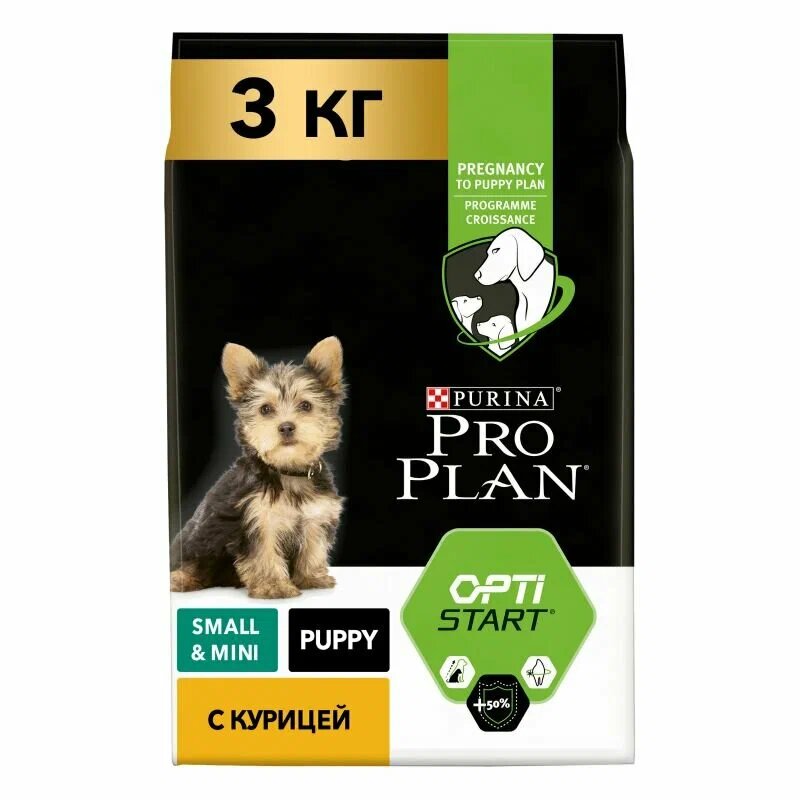 Сухой корм PRO PLAN® для щенков мелких и карликовых пород, с высоким содержанием курицы 3 кг