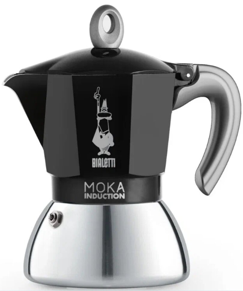 Гейзерная кофеварка Bialetti New Moka Induction, 90 мл, 100 мл, черный