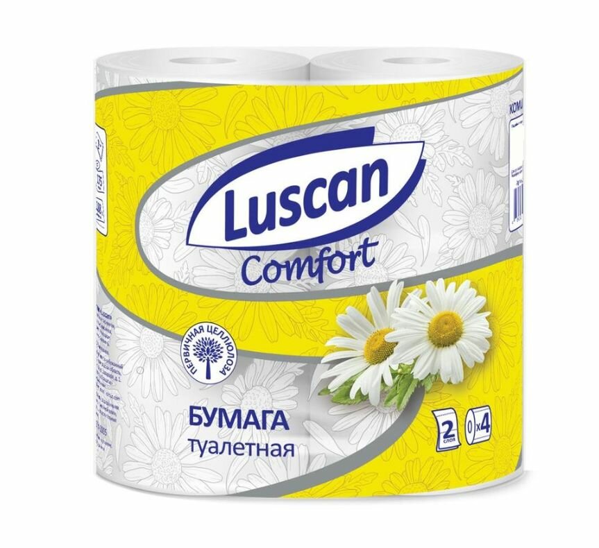 Luscan Туалетная бумага Comfort с ароматом ромашки, 2 сл, 4 рулона