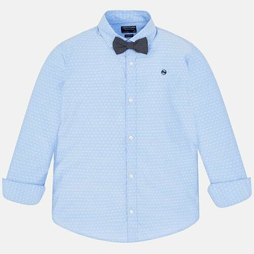 комплект одежды для мальчика рубашка галстук бабочка джинсы жакет для мальчиков от 6 месяцев до 2 лет concept kids турция Рубашка Mayoral, размер 160, голубой