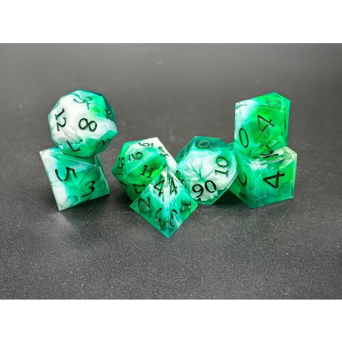 7pcs set polyhedral resin dices set table games accessory d6 d8 d10 d12 d20 for d Кости игральные Набор кубиков для настольных ролевых игр Дайсы ручной работы для DnD, ДнД, Dungeons and Dragons, Pathfinder RPG (набор 7шт)