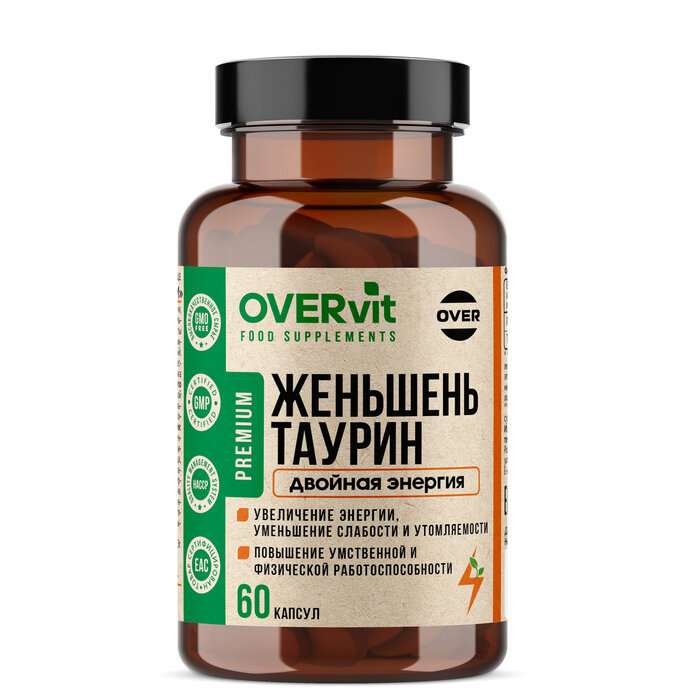 OVER Женьшень OVERvit с таурином 60 капсул